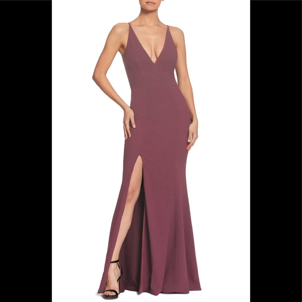 Dress The population iris slit crepe gown
